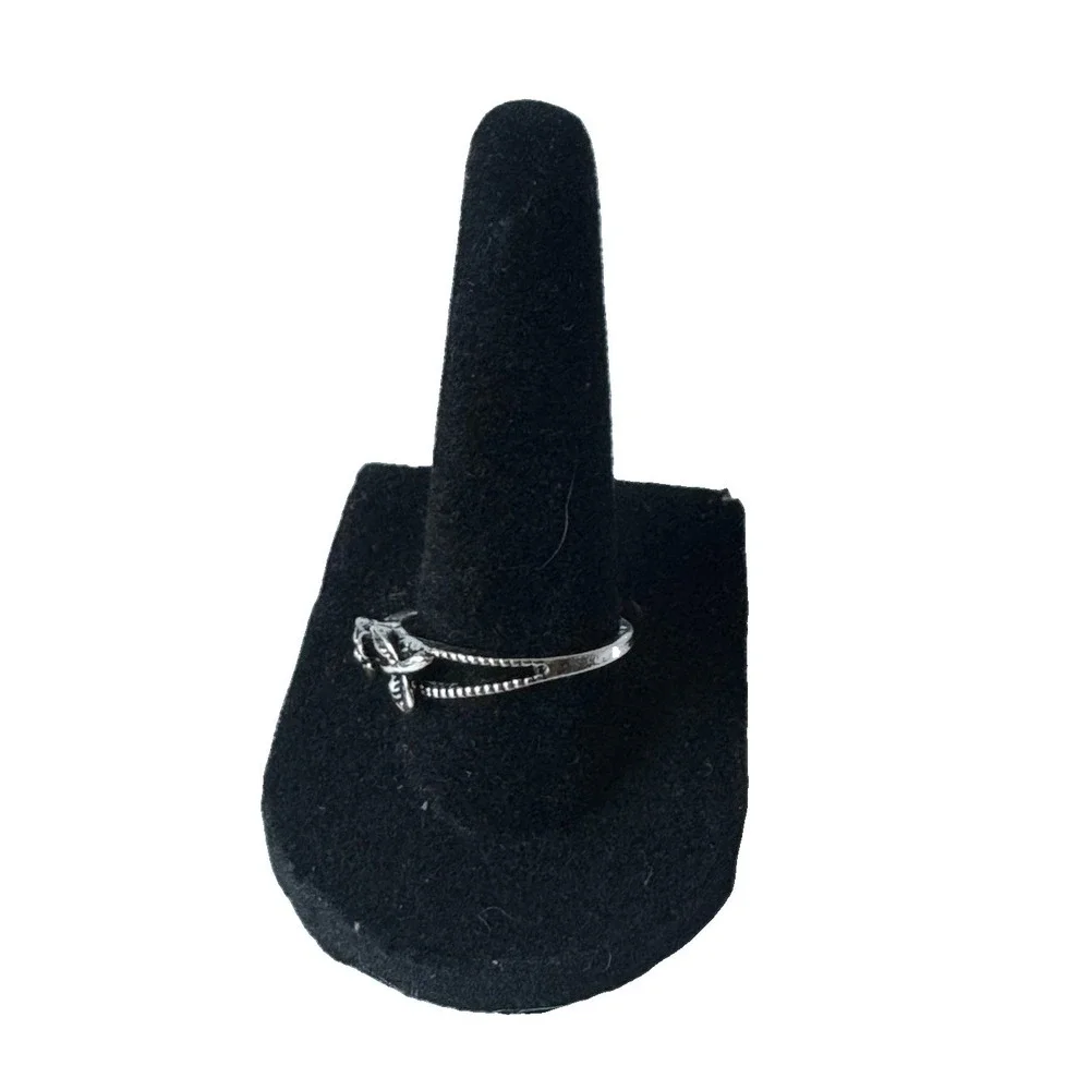 Silver Tone Rose Flower & Leaf Band Ring Metal No Stone Size 6